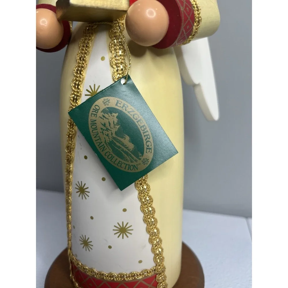Vtg Erzgebirge Ore Mountain Germany Female‎ Yellow Angel Nutcracker Large